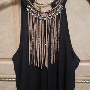 XOXO leather and bead fringe halter